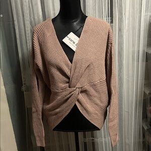 Love Tree V-Neck Knotted Sweater - Mauve